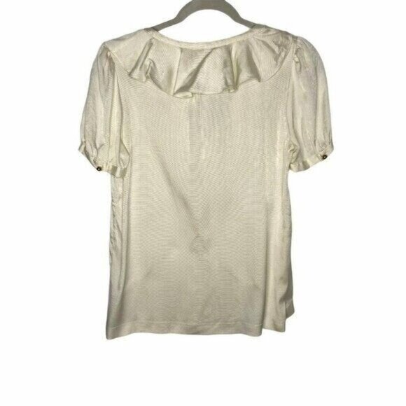 Kate Spade Blouse‎ Women's Size 6 Ivory Ruffle Collared Silk - Picture 2 of 9